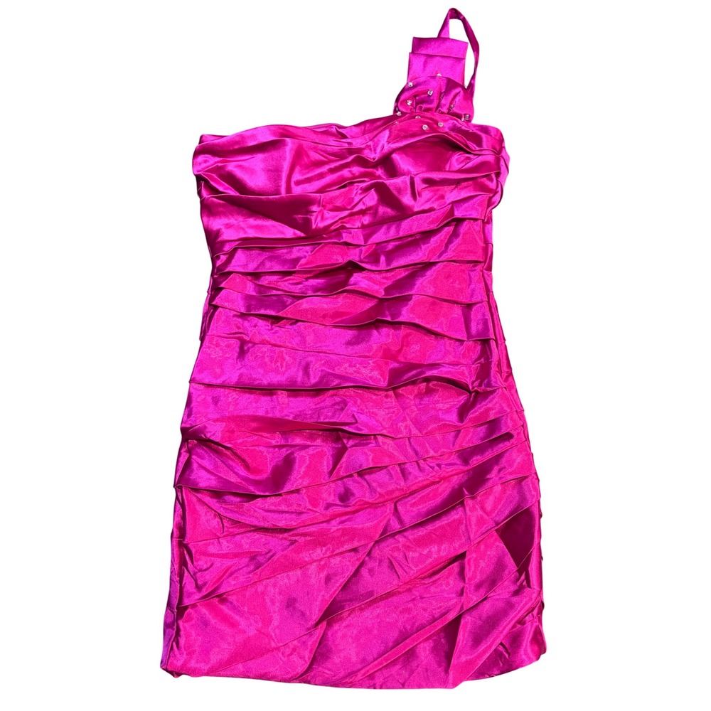 Cindy USA Pink‎ One Shoulder Ruched Mini Dress Party Cocktail